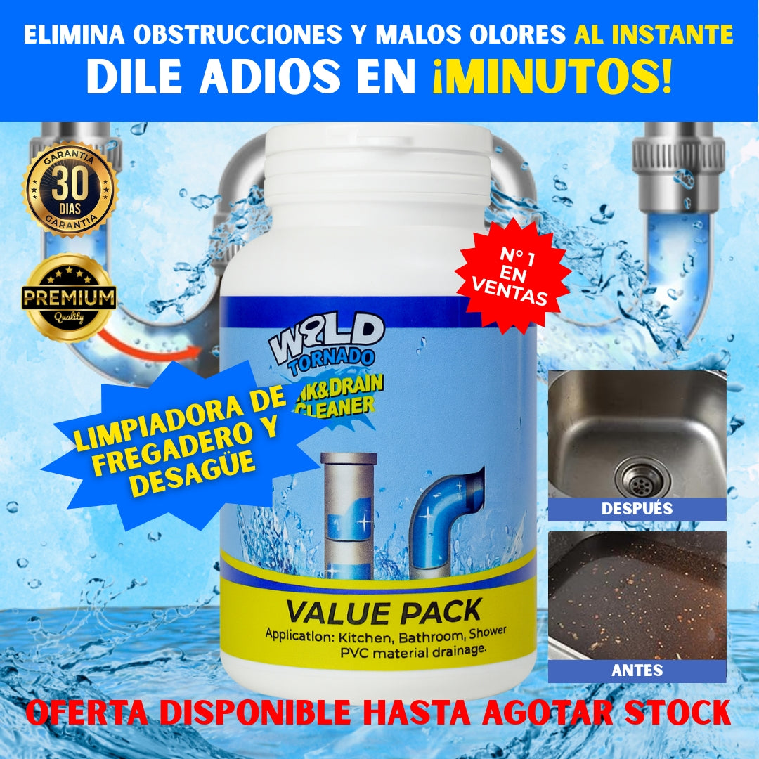 WILD TORNADO - Potente limpiador de fregadero y drenaje