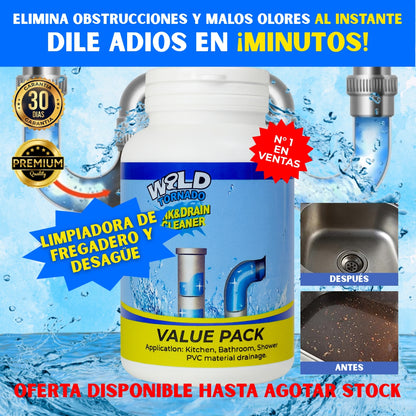 WILD TORNADO - Potente limpiador de fregadero y drenaje